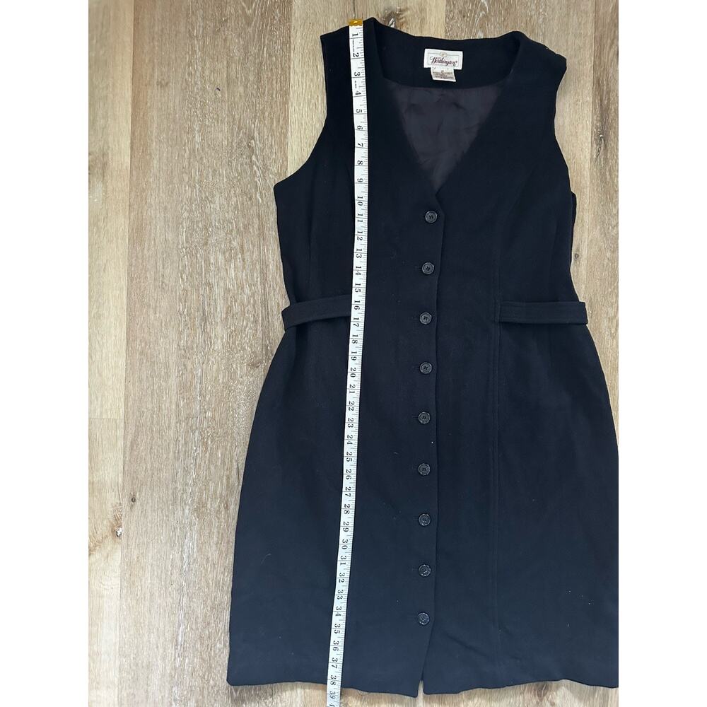 Worthington 100% Wool Black Sleeveless Button Front Dress Womens 14 Lined Midi - Picture 5 of 6
